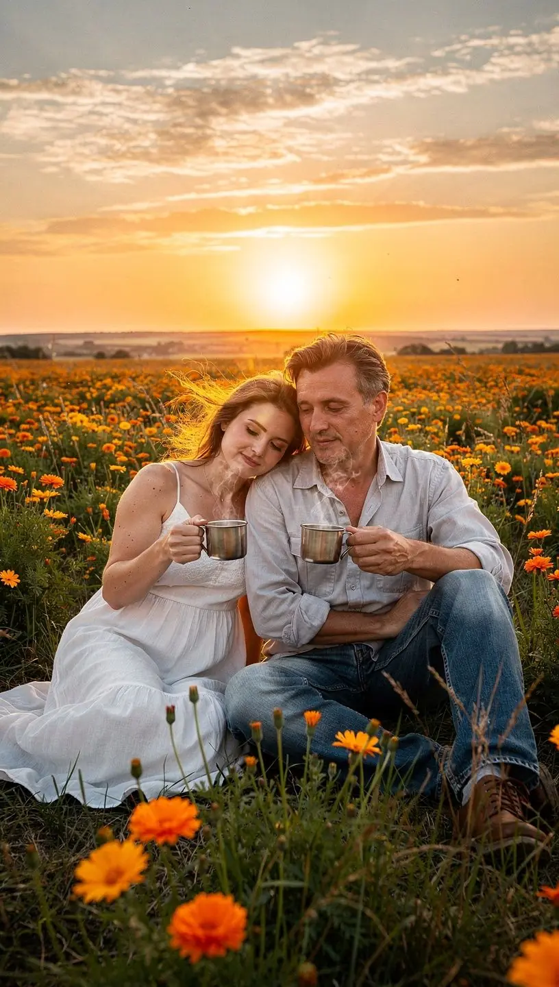 Egy csésze körömvirág tea, napfényes háttérrel.