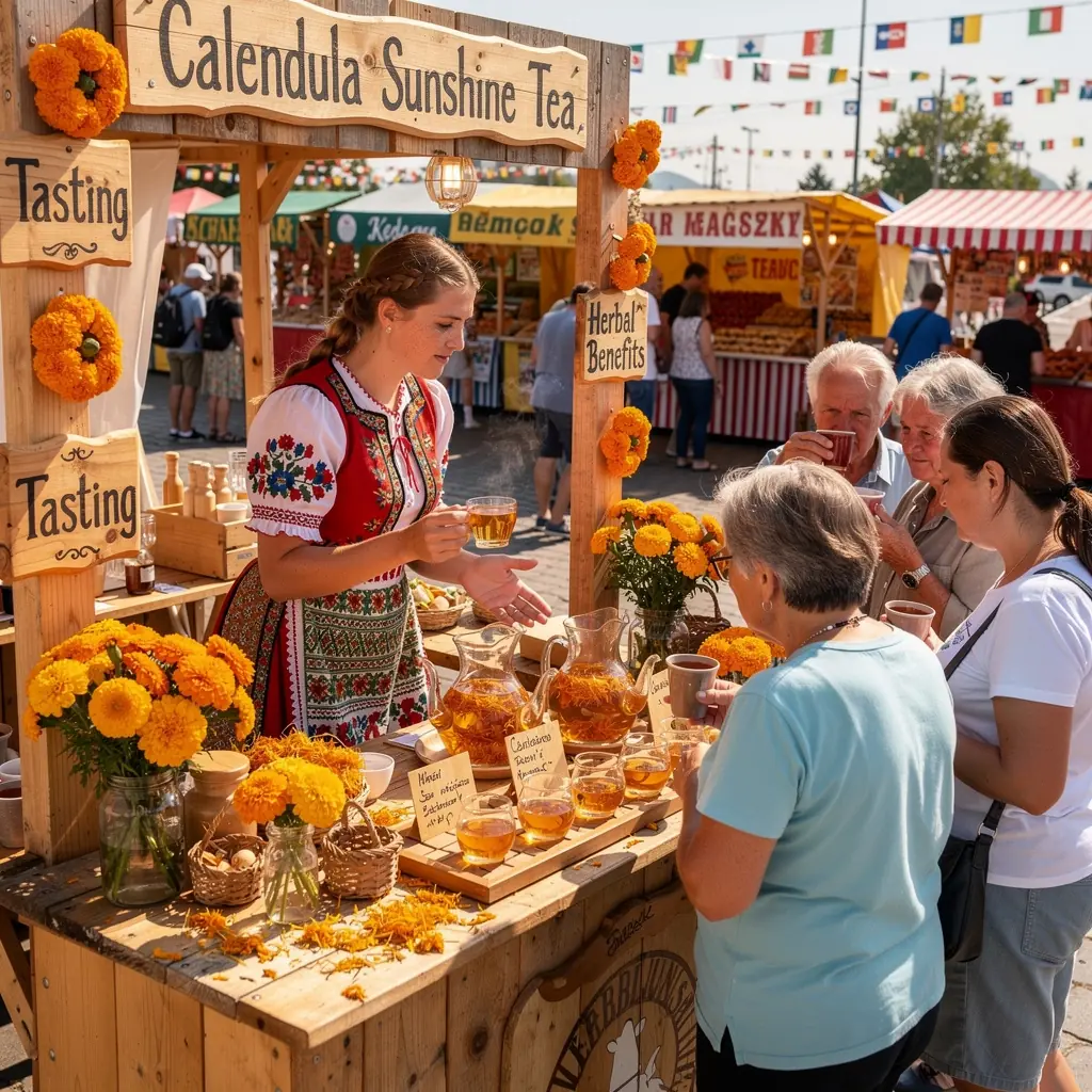 Szárított körömvirág szirmok, amelyek a tea ízét gazdagítják.