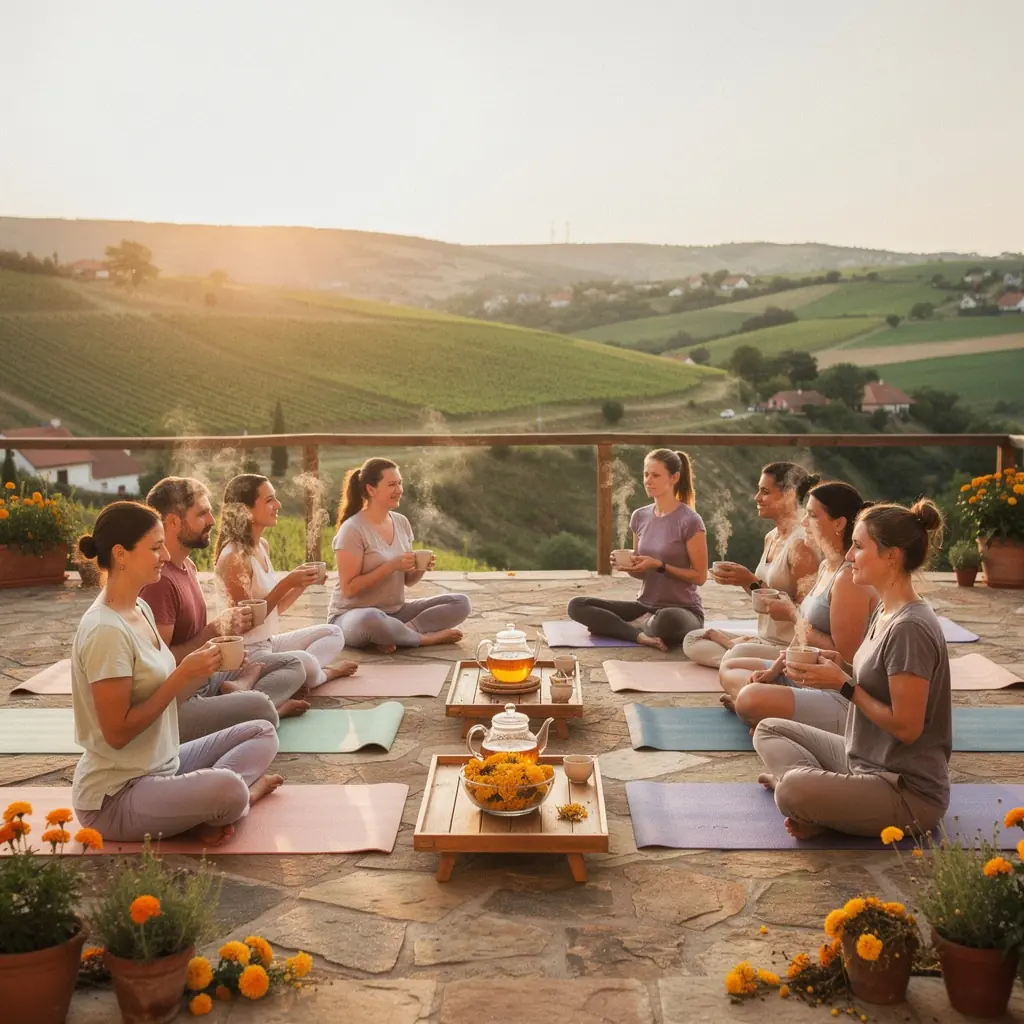 Körömvirág virágai a teáscsésze mellett, édes illatban.
